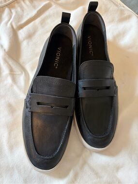 Brand New Leather Slip-On Penny Loafers with White Sole